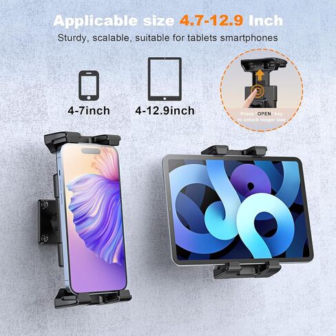 حامل تابلت XWXELEC مثبت على الحائط، حامل تابلت يدور 360 درجة، متوافق مع iPad/iPhone/Galaxy Tab/Switch/جميع الأجهزة اللوحية والهواتف الذكية مقاس 4.7-12.9 بوصة للتركيب على جدار المطبخ، تثبيت لولبي مثقوب in Kuwait