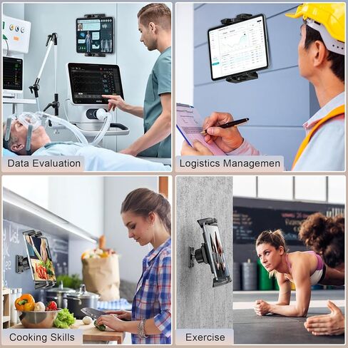 حامل تابلت XWXELEC مثبت على الحائط، حامل تابلت يدور 360 درجة، متوافق مع iPad/iPhone/Galaxy Tab/Switch/جميع الأجهزة اللوحية والهواتف الذكية مقاس 4.7-12.9 بوصة للتركيب على جدار المطبخ، تثبيت لولبي مثقوب in Kuwait