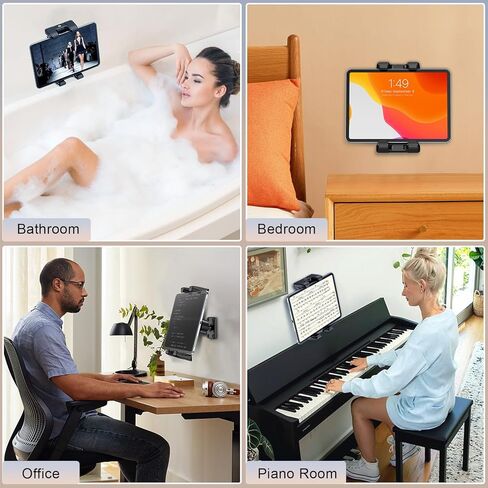 حامل تابلت XWXELEC مثبت على الحائط، حامل تابلت يدور 360 درجة، متوافق مع iPad/iPhone/Galaxy Tab/Switch/جميع الأجهزة اللوحية والهواتف الذكية مقاس 4.7-12.9 بوصة للتركيب على جدار المطبخ، تثبيت لولبي مثقوب in Kuwait