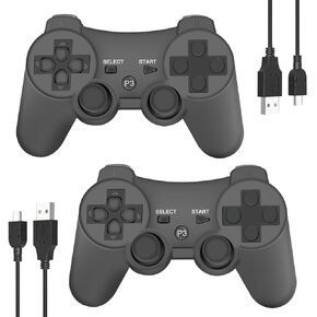 Eagolloar Wireless Controller 2 Pack for PS3, Dual Analog Bluetooth Rechargeable Game Controller for PS3 with Charging Cable,Dual Vibration- Red and Black in Kuwait