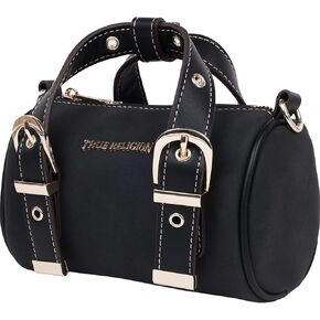 True Religion Metal Plaque Quilted Crossbody Bag, Quilted Shoulder Purse with Gold Logo and Adjustable Handbag in Saudi Arabia