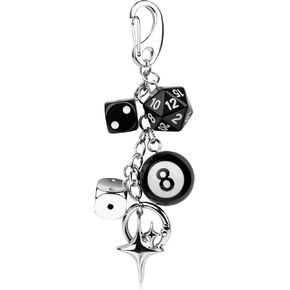 JIMYICLR Black 8 Ball Dice Bag Charm Keychain for Women Men Cute Purse Charms for Handbags Y2K Aesthetic Key Chain Accessories in Saudi Arabia