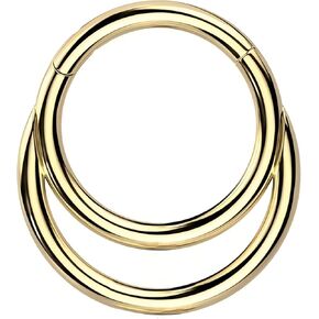 16G Surgical Steel Double Septum Ring Layered Septum Clicker Stacked Daith Hoop Septum Hoop Silver Gold Hinged Septum Ring in Saudi Arabia