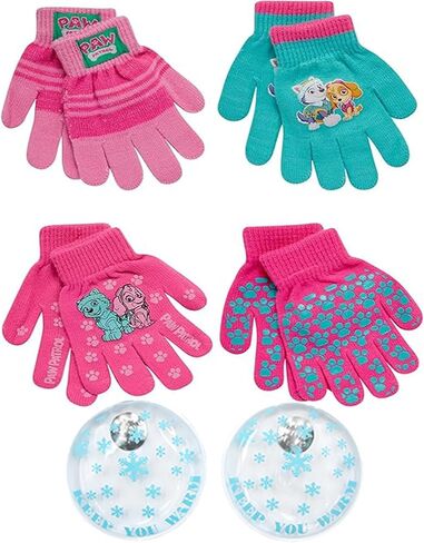 قفازات Nickelodeon Girls Paw Patrol للتزلج - قفازات Marshall، Chase، أو قفازات التزلج على الركام (2-7)، مقاس العمر 4-7 Paw Patrol وردي/أزرق مخضر مع أدوات تدفئة لليدين in Saudi Arabia