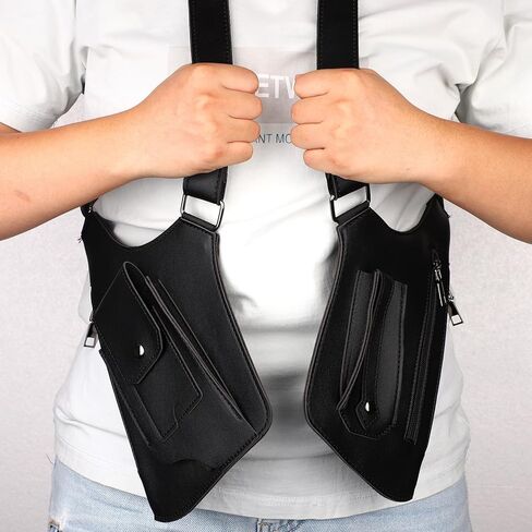 حقيبة كتف مزدوجة للإبط، محفظة جلدية مخفية بحزام تحت الإبط قابلة للتعديل ومضادة للنشل مع جيوب مزدوجة للرجال والنساء in Kuwait