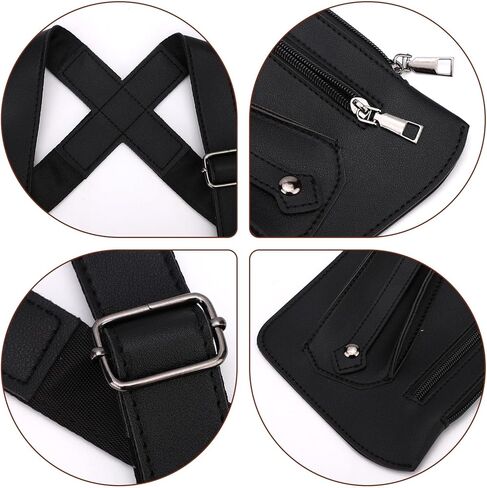 حقيبة كتف مزدوجة للإبط، محفظة جلدية مخفية بحزام تحت الإبط قابلة للتعديل ومضادة للنشل مع جيوب مزدوجة للرجال والنساء in Kuwait