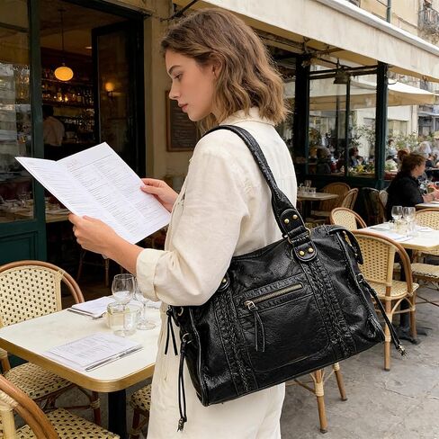 حقيبة كروس سيتي للنساء كبيرة الحجم ومحافظ جلدية ناعمة مغسولة Y2K Hobo حقيبة يد كلاسيكية حقائب كتف in Saudi Arabia