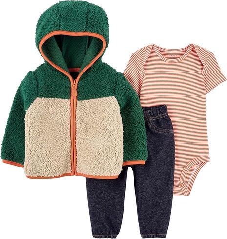 Carter's Baby Boys' 3 Piece Plaid Patch Little Vest Set (Firetruck Firetruck Heather/Navy/Red, 3 Months) in Saudi Arabia
