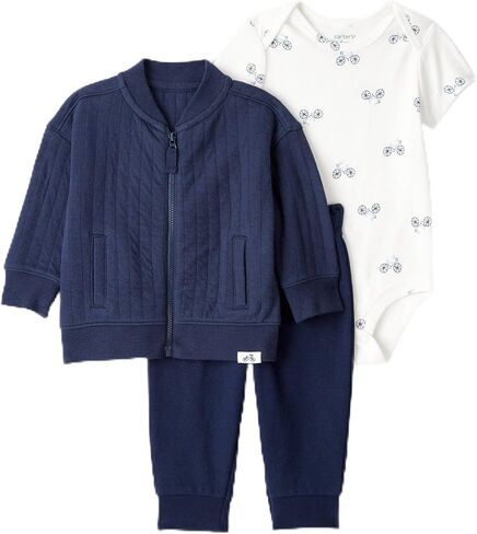 Carter's Baby Boys' 3 Piece Plaid Patch Little Vest Set (Firetruck Firetruck Heather/Navy/Red, 3 Months) in Saudi Arabia