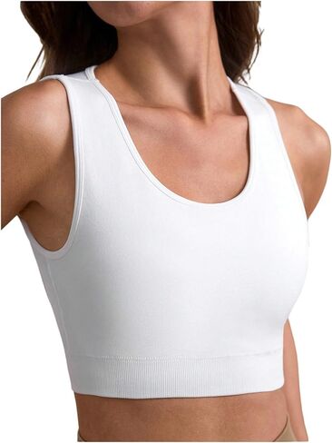 OYOANGLE Women's Backless Workout Crop Tank Top Crew Neck Sleeveless Athletic Gym Yoga Tops in Saudi Arabia