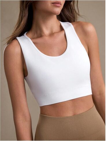 OYOANGLE Women's Backless Workout Crop Tank Top Crew Neck Sleeveless Athletic Gym Yoga Tops in Saudi Arabia