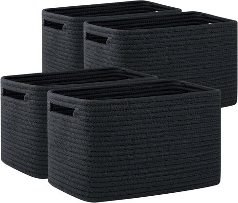 OIAHOMY 4 Pack Storage Baskets for Organizing, Cube Storage Bins for Shelves, Rectangle Storage Baskets With Handles, Woven Baskets for Storage, 12.7''Lx9''Wx7.8''H, Yellow in Kuwait