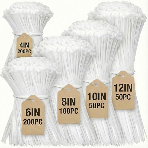 Cable Zip Ties，600PCS Multi-Purpose Nylon Zip Ties,Assorted Sizes 4+6+8+10+12-Inch Self-Locking Nylon Cable Tie,Wire Tie Perfect for Home,Garden Trellis,Office,Garage and Workshop. in Saudi Arabia
