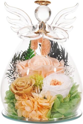 for Mom Preserved Flowers in Angle Glass Dome Forever Real Roses for Delivery Prime Gift Christmas Long-Lasting Eternal Flower for Women Sister Daughter Wife Grandma Her Girlfriend Home Decor in Saudi Arabia