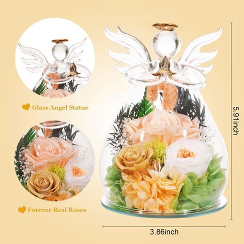 for Mom Preserved Flowers in Angle Glass Dome Forever Real Roses for Delivery Prime Gift Christmas Long-Lasting Eternal Flower for Women Sister Daughter Wife Grandma Her Girlfriend Home Decor in Saudi Arabia
