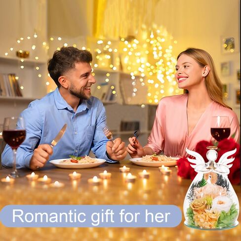 for Mom Preserved Flowers in Angle Glass Dome Forever Real Roses for Delivery Prime Gift Christmas Long-Lasting Eternal Flower for Women Sister Daughter Wife Grandma Her Girlfriend Home Decor in Saudi Arabia