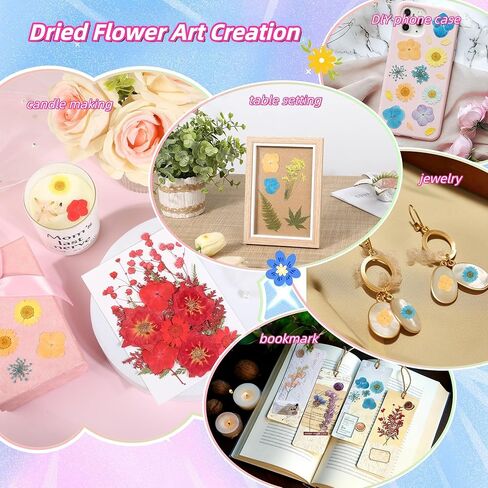 Lumea Dried Flowers for Resin Crafts,Natural Small Dried Pressed Flowers Real Wildflowers Leaves Bulk Handmade Kit for Epoxy Resin JewelryDIY Embossed paintingPumpkin Decoration,Candles & Soap Making in Saudi Arabia