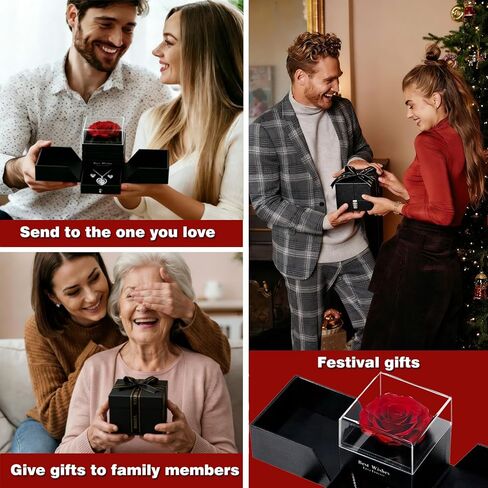 Preserved Red Real Rose creates eternal love with Ocean Star Necklace, including a pair of heart-shaped stud earrings, red rose birthday gifts, gifts for women, gifts for girlfriend, wife gifts gifts for mom, Mother's Day gifts, Christmas gifts, Valentine in Saudi Arabia