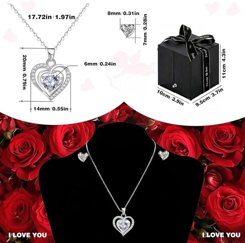 Preserved Red Real Rose creates eternal love with Ocean Star Necklace, including a pair of heart-shaped stud earrings, red rose birthday gifts, gifts for women, gifts for girlfriend, wife gifts gifts for mom, Mother's Day gifts, Christmas gifts, Valentine in Saudi Arabia