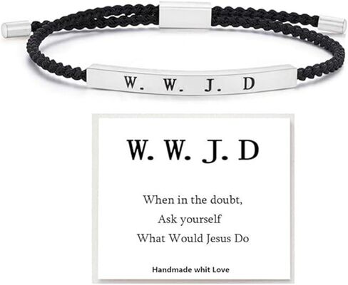 Pingyongchang Handmade Braided Inspirational Bracelets God Is In Control W.W.J.D Christian Jesus Faith Bracelets Don't Let The Hard Days Win Adjustable Bracelets for Women Men in Saudi Arabia