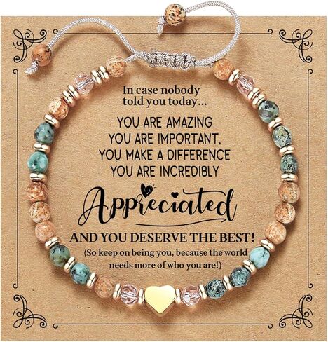 HETICA Inspirational Gifts for Women Birthday Natural Stone Inspirational Bracelet Collection Thinking of You Get Well Soon Card Jewelry Gifts for Women Friend Sister in Saudi Arabia