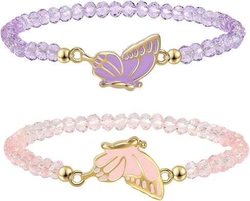 2 PCS Butterfly Bracelets for Women Friendship Bracelets Stretch Charm Anxiety Healing Bracelets Purple Butterfly Jewelry Gifts for Women Friend Couples in Saudi Arabia
