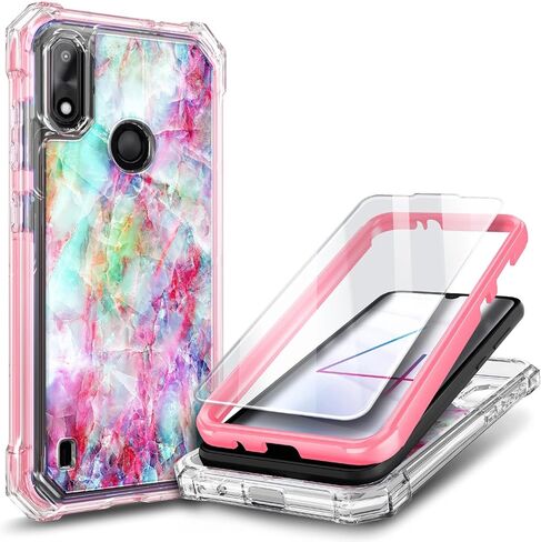 Designed for Google Pixel 6A Phone Case with [Built-in Screen Protector], Full-Body Protective Shockproof Rugged Bumper Cover Impact Resist Case (Marble Sapphire) in Saudi Arabia