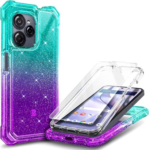 Designed for Google Pixel 6A Phone Case with [Built-in Screen Protector], Full-Body Protective Shockproof Rugged Bumper Cover Impact Resist Case (Marble Sapphire) in Saudi Arabia