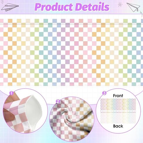 4PCS Pastel Checkered Classroom Curtains Rainbow Checkered Kitchen Valances for Windows Rod Pocket Window Treatment Colorful Valances Curtains for Classroom Decor Daycare Bedroom Living Room 54"X18" in Saudi Arabia