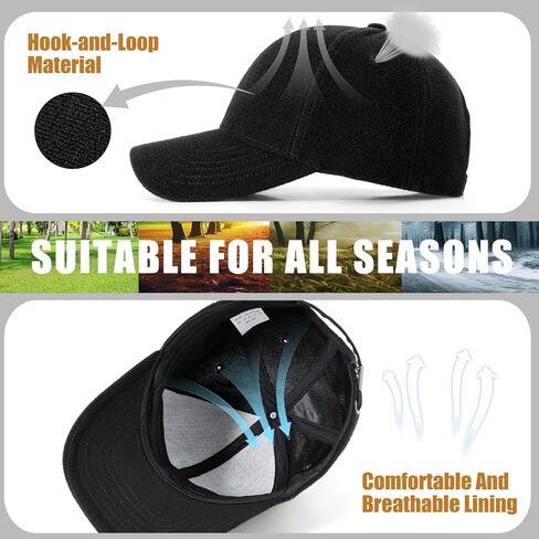Classic Black Baseball Caps for Men Women Golf Dad Hat Patches Plain Cap Full Surface Hook-and-Loop Adjustable Trucker Hat Patch Hats for Mens Baseball Hats Running Outdoor Activities All Seasons in Kuwait