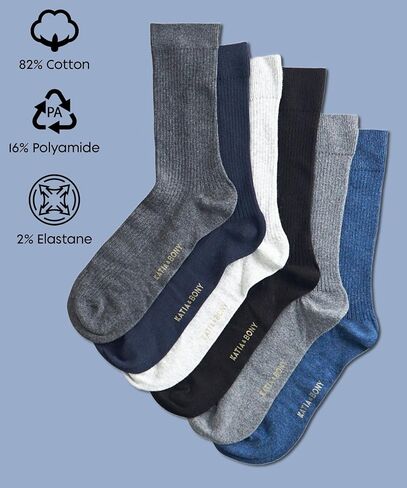 bony&katia Men's Premium Ribbed Dress Socks 6 Pairs Gift Box - Soft Breathable Cotton Mid Calf Business Casual Crew Socks in Saudi Arabia