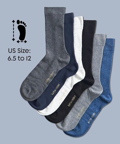 bony&katia Men's Premium Ribbed Dress Socks 6 Pairs Gift Box - Soft Breathable Cotton Mid Calf Business Casual Crew Socks in Saudi Arabia