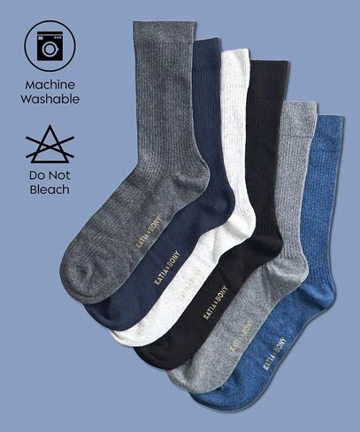 bony&katia Men's Premium Ribbed Dress Socks 6 Pairs Gift Box - Soft Breathable Cotton Mid Calf Business Casual Crew Socks in Saudi Arabia