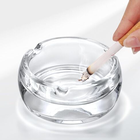 Ashtrays, 2 Pack Glass Ashtray for Cigar Cigarettes, Clear Round Ash trays for Home Office Indoor Outdoor Patio Use in Saudi Arabia