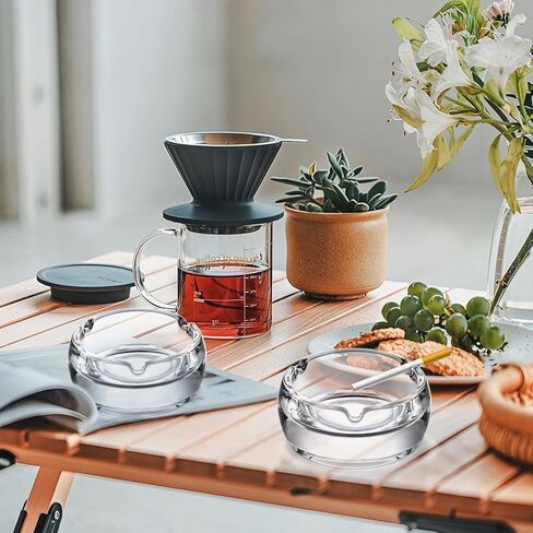 Ashtrays, 2 Pack Glass Ashtray for Cigar Cigarettes, Clear Round Ash trays for Home Office Indoor Outdoor Patio Use in Saudi Arabia