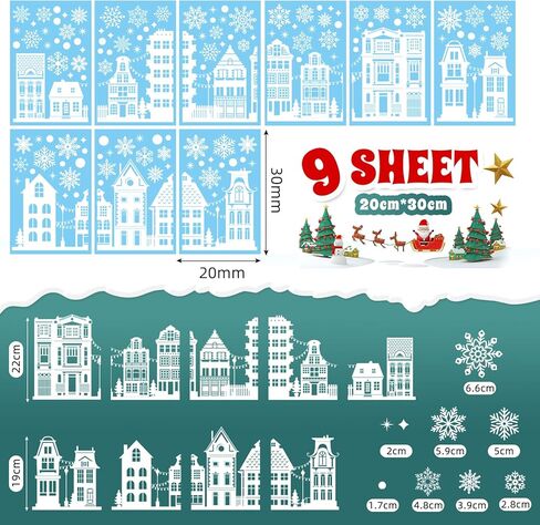 Christmas Window Clings Decorations, Christmas Window Stickers Decor White House Holiday Xmas Winter Window Clings Reusable for Glass Windows in Saudi Arabia