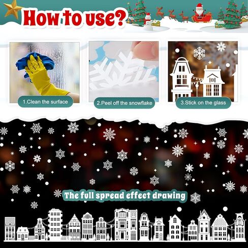 Christmas Window Clings Decorations, Christmas Window Stickers Decor White House Holiday Xmas Winter Window Clings Reusable for Glass Windows in Saudi Arabia