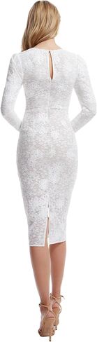 Dress the Population Women's Sophia Evening Primerose Stretch Lace, Midi, Bodycon, Boat Neck Dress, White-Nude, Small in Saudi Arabia