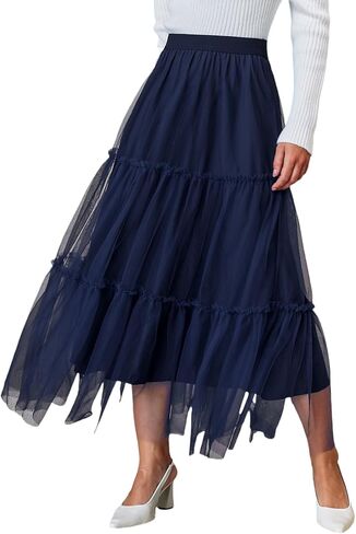 Women's Long Maxi Tulle Skirts Dressy A-Line Puffy Fairy High Waist Mesh Skirt Party Vacation in Saudi Arabia