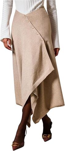 Milumia Women's Button Down Knit Sweater Skirt Low Waisted Asymmetrical Midi Skirts in Saudi Arabia