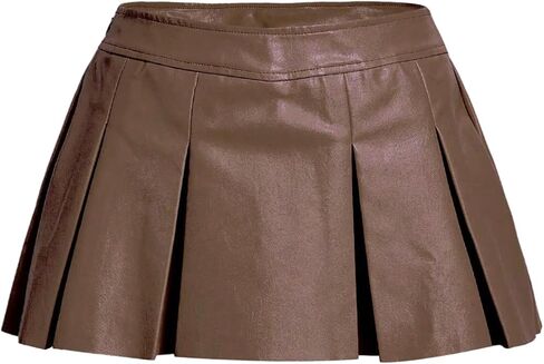 تنورة نسائية صغيرة من الجلد الصناعي Y2k من Milumia، تنورة قصيرة منخفضة الارتفاع ومطويات على شكل حرف A للتنس in Kuwait