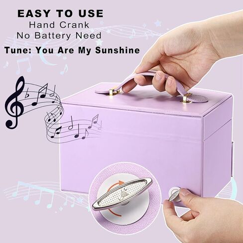 ELLDOO Musical Jewelry Box with Drawer, Purple Music Box Keepsake Box, Small Trinket Jewelry Storage Box Gift for Girls Women (Tune: You are My Sunshine) in Saudi Arabia