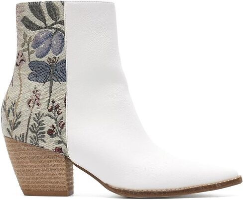 Women's Floral Block Heel Booties Ankle Boots Cowboy Boots Cowgirl Boots Pointed Toe Boots Stacked Block Heel Boots in Saudi Arabia