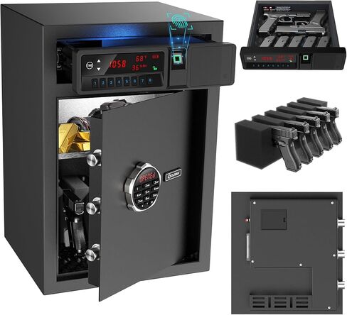 Gun Safe, Quick Access Gun Safe for Handgun, Pistol Safe with Biometric Fingerprint/Quick Electronic Keypad/Keys in Saudi Arabia