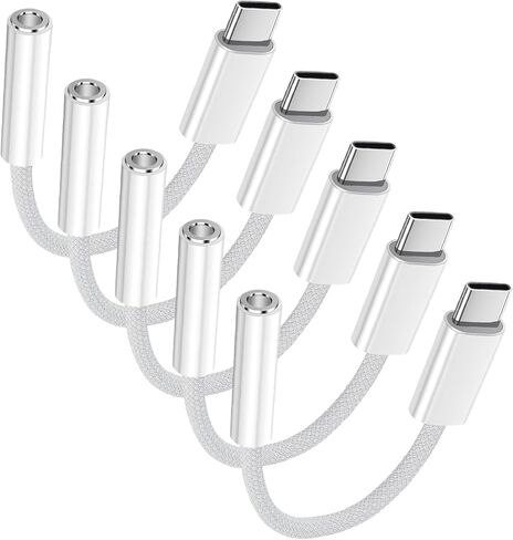 5 حزمة USB C إلى 3.5 مم سماعة سماعة رأس محول المحول C Audio AUX AUX Cable Dongle متوافق مع iPhone 16/15/15 Plus/15 Pro/15 Pro Max/iPad/Pixel ، Samsung Galaxy S23 S22 S21 S20 Ultra Z Flip/Note in Kuwait