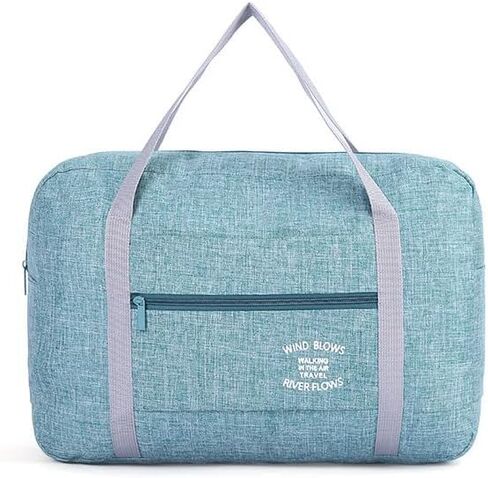 Foldable Travel Bag Waterproof Travel Duffel Bag, Ladies Man Canvas Weekender Bag Overnight Carry-on Tote Light Blue in Saudi Arabia
