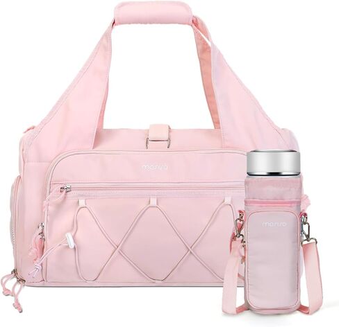 MOSISO Gym Bag for Women, Travel Duffle Weekender Overnight Workout Carry on Small Tote Sport Gym Duffle Bag with Shoe Compartment&Wet Pocket&Water Bottle Holder for Fitness, Yoga, Weekend, Pink in Saudi Arabia