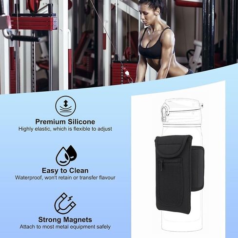 Magnetic Gym Bag Universal Reusable Gym Accessories Water Bottle Pockets Portable Waterproof Water Bottle Sleeve in Saudi Arabia