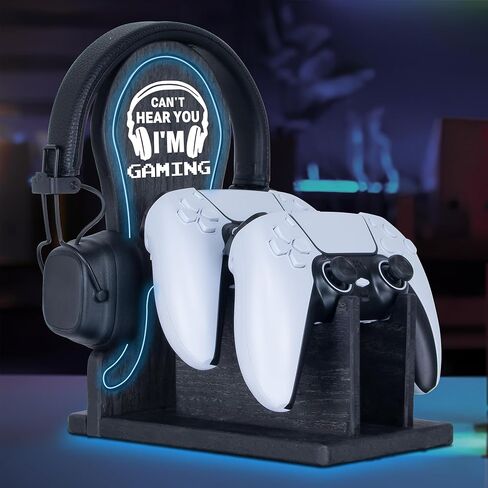 Gamer Gifts for Men Gaming Controller Organizer with Headphone Holder & Game Controller Stand - Unique Gift Idea for Teenage Boy, Husband, Boyfriend, Game Lover, Game Room Decor, Gaming Accessory in Saudi Arabia