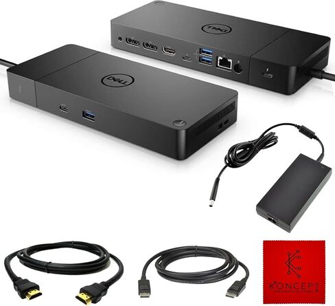 Dell WD19TBS Bundle Thunderbolt Dock Bundle - ضمان لمدة عام واحد - Dell Docking Station Dual Monitor مع 180 ، كابل HDMI ، كابل DisplayPort - كمبيوتر محمول ورسو كمبيوتر in Kuwait